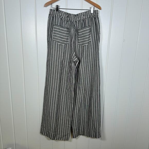 Evereve Pants Womens XL Gray White Striped Larissa Linen Wide Leg Pull On NEW! - Picture 3 of 7